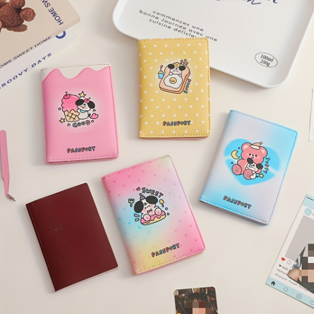 Cartoon Passport Holder With Card Slots Ticket Holder