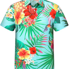 Men's Floral Hawaiian Shirt - Short Sleeve Button-Up for Summer