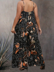 Abstract Print Wide Leg Cami Jumpsuit