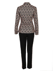 Print Pantsuits Two piece Set Blazer & Long Pants Set Women's Clothing