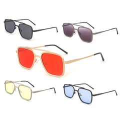 Men's Hip Hop Retro Sunglasses Double Beam Square Frame 100 UV Protection