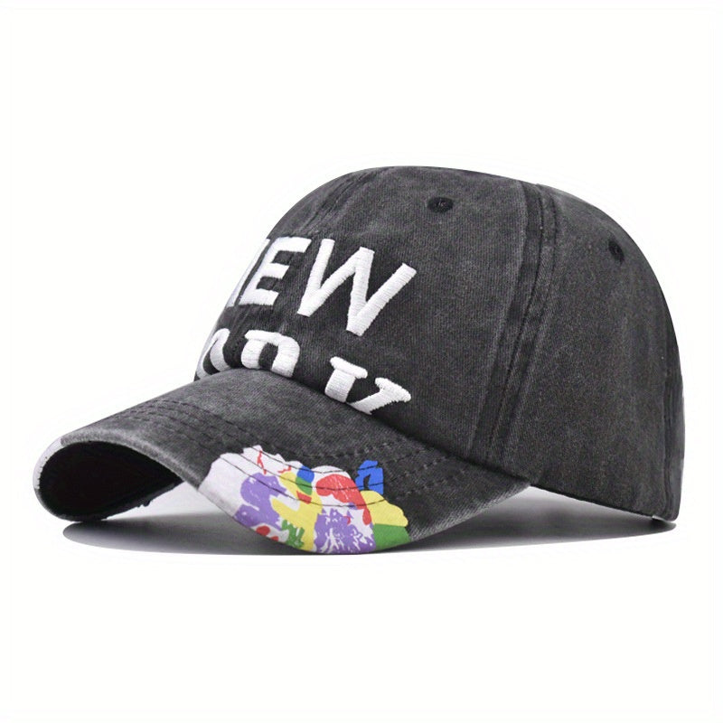 YORK Washed Baseball Cap Embroidery Casual Sun Hat Y2K Dad Hats