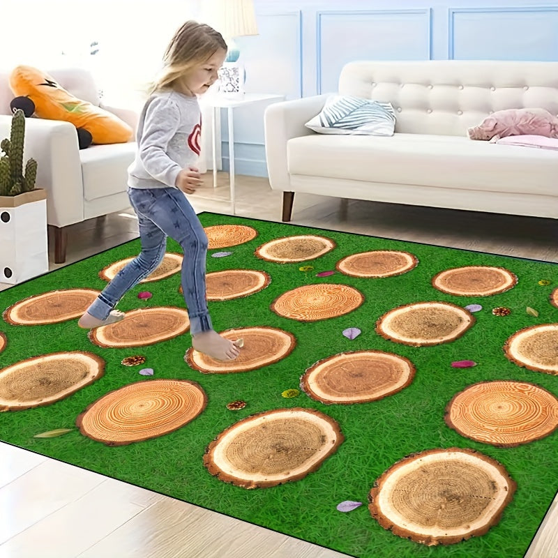 3D Tree Stump Circle Classroom Carpet Area Rugs Non Slip Backing