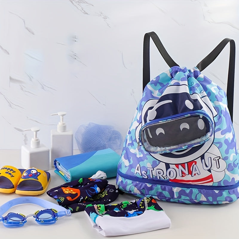 Kids Outdoor Backpack Swim Bag with Wet & Dry Compartments for Swimming Gym