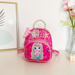 Casual Sequin Backpack Faux Pearl Beaded Starfish Decor