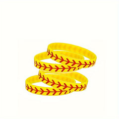 4pcs Softball Silicone Bracelet Durable Sporty Wristband for Fans & Players