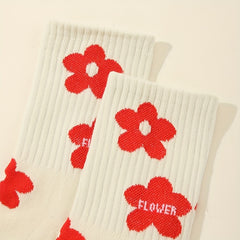 5 Pairs Letter & Heart Print Socks Women's Stockings