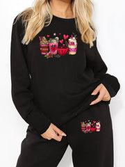Graphic Print Long Sleeve Top & Pants Pajama Set