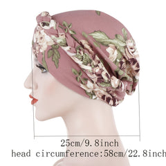 Floral Braid Turban Cap Head Wrap For Women Pre Tied