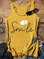 Casual Letter Print & Flower Graphic Tank Top For Women Girls