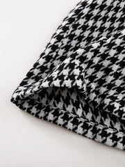Girls Cold Shoulder Long Sleeve Top Houndstooth Skirt Set