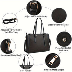 Waterproof Tote Bag With Laptop Compartment & Shoulder Strap