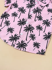 Hawaii Coconut Tree Graphic Print Boys Casual Summer Shirt