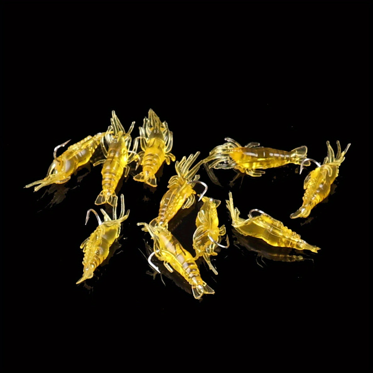 10pc Shrimp Lure Set for Bass Fishing with Simulation Soft Prawn Bait and Hooks