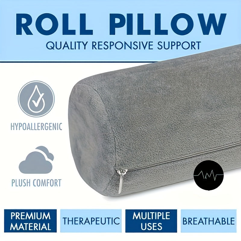 Memory Foam Neck Roll Pillow for Sleeping & Support - Bolster Pillow for Bed