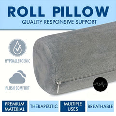 Memory Foam Neck Roll Pillow for Sleeping & Support - Bolster Pillow for Bed