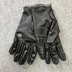 Autumn Winter Zipper PU Leather Gloves Waterproof Windproof Anti-slip