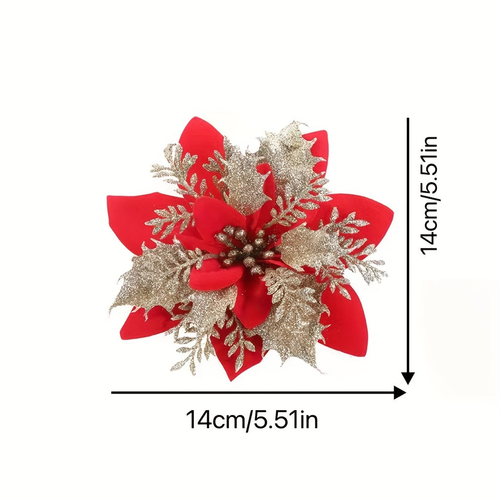 Glitter Hollow Christmas Flower Double...
