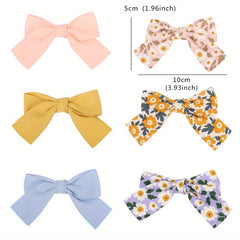10pcs High Bowknot Hair Clips Lace Embroidery Flower Side Clips for Baby Girls