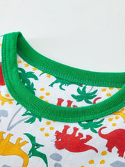 Boys Dinosaur Print Pajamas Set Long Sleeves & Bottoms