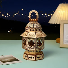 Wooden Chinese Lantern Model Kit with Tassel and Floral Design