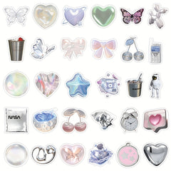 60Pcs Pink Silver Waterproof Stickers for Laptop Water Bottles