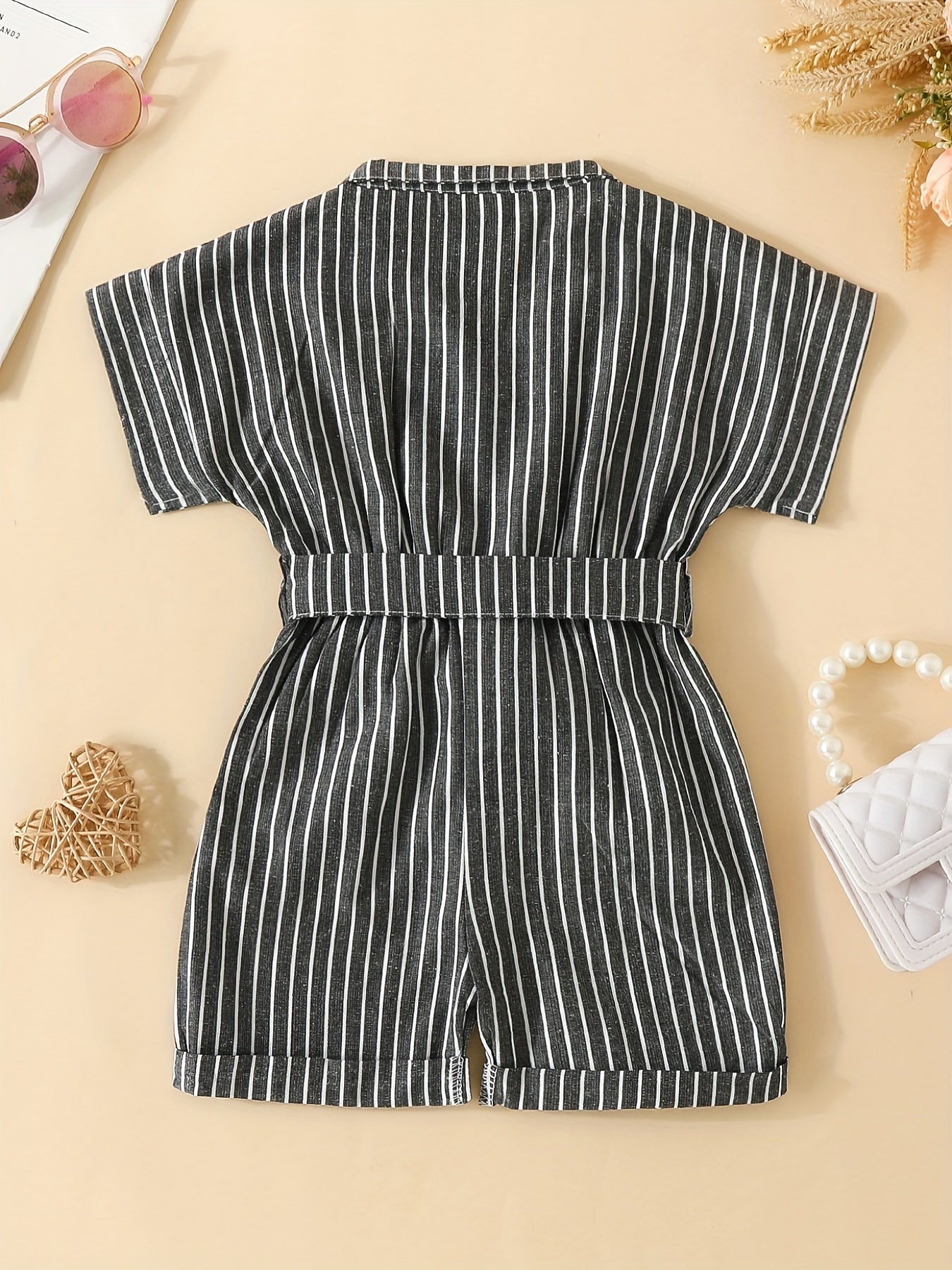 Baby Girl Striped Short Sleeve Romper