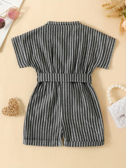 Baby Girl Striped Short Sleeve Romper