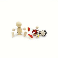 2pcs Unfinished Wooden Nail Doll Mini Man Doll Robot DIY Craft Art