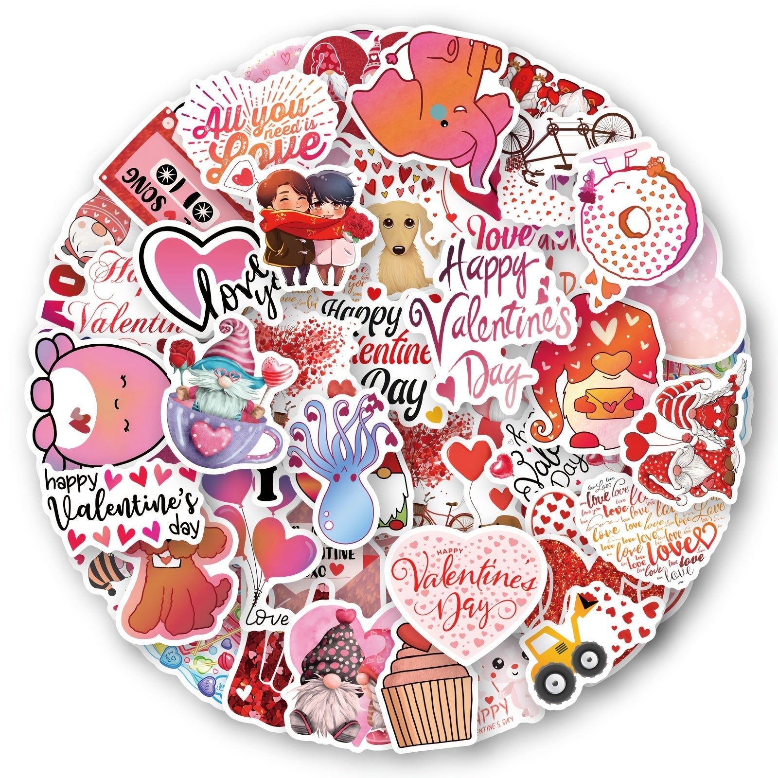 50 Romantic Vinyl Stickers Waterproof for Laptops Water Bottles