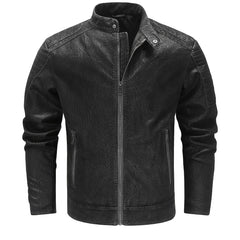 Men's Middle aged PU Leather Jacket With Zipper