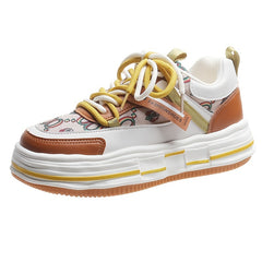 Colorblock Platform Sneakers Lace Up Running Shoes