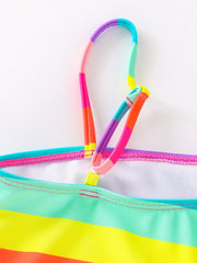 Toddler Girls Rainbow Striped One Piece Swimsuit