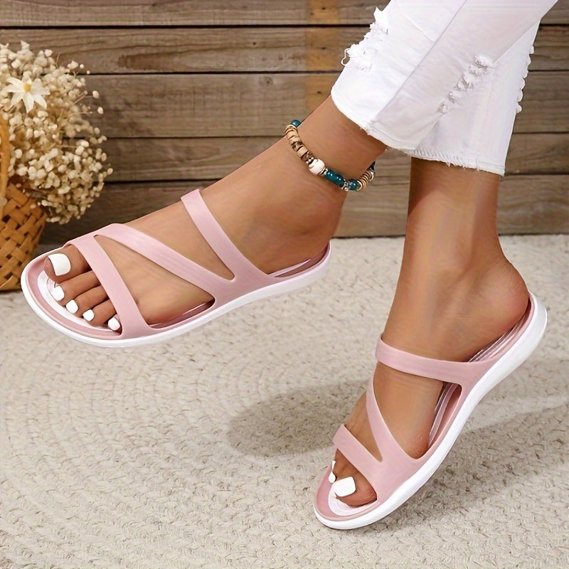 Women's Waterproof Slip on Sports Sandals Hollow Out Breathable Flat Slides