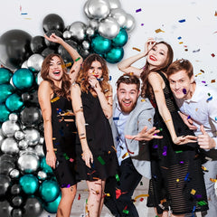 88pcs Teal Balloon Arch Kit Birthday Party Balloons Metallic Silver