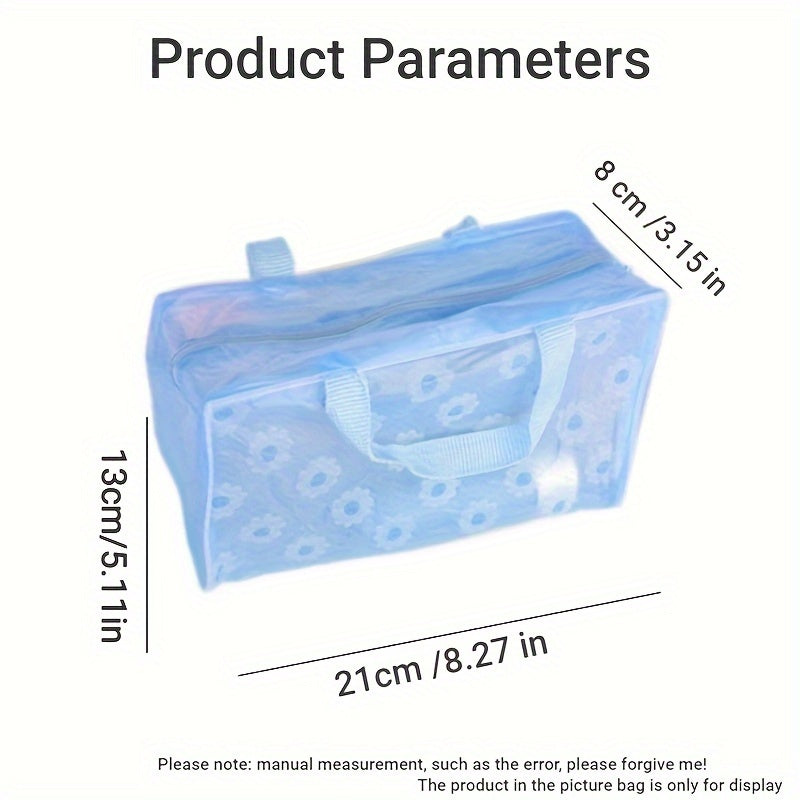 Flower Print Travel Toiletry Bag with Zipper and Handle