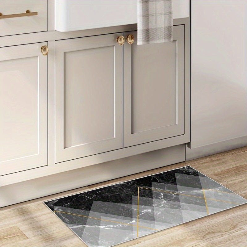 Kitchen Rug Crystal Velvet TPR Bottom Triangle Pattern Non slip Mat