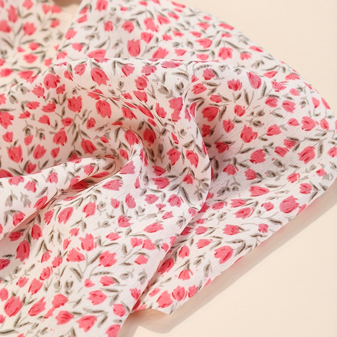 Chiffon Floral Print Triangle Scarf Hair Wrap Women Headband Bandana