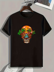 Creative Skull Print Men's Graphic T-shirt for Summer