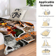 Cat Crown Rose Pattern Blanket Lightweight Warm Flannel Blanket