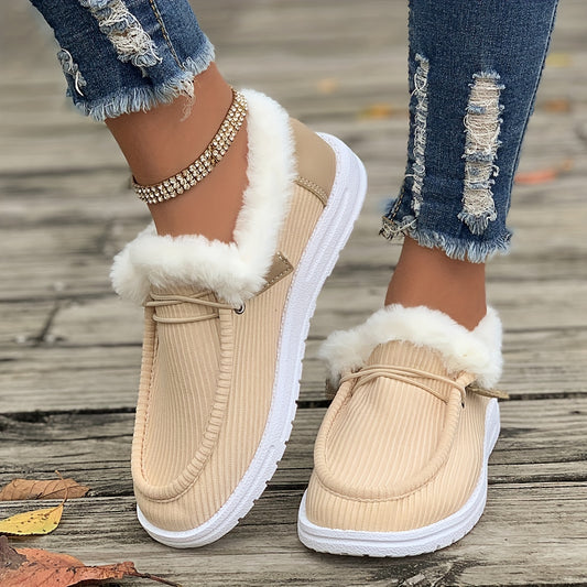 Plush Lined Thermal Snow Shoes Winter Keep Warm Non Slip Boat Shoes