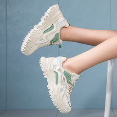 Women's Colorblock Chunky Sneakers Platform Lace Up Running Shoes
