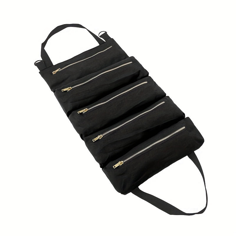 Canvas Tool Roll Up Bag with Zipper Tote