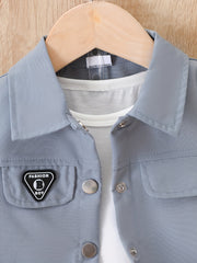 Baby Boy's Shorts Set Single Breasted Shirt & Shorts Outfit