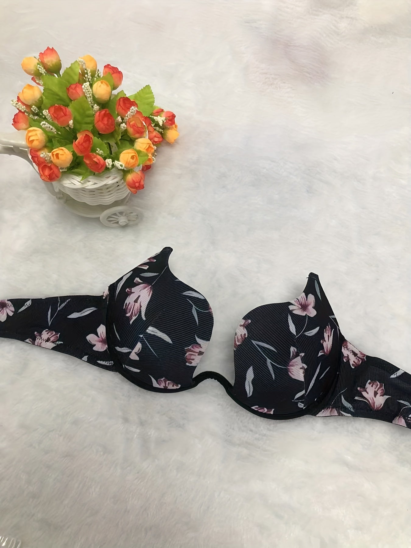 Floral Print Comfy Push Up Bra