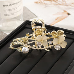Flower Metal Golden Hair Claw Clip Non Slip Strong Hold Grip Hair Jaw Clip