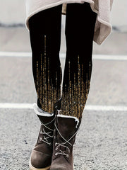 Women's Plus Golden Stripe Print High Rise Leggings