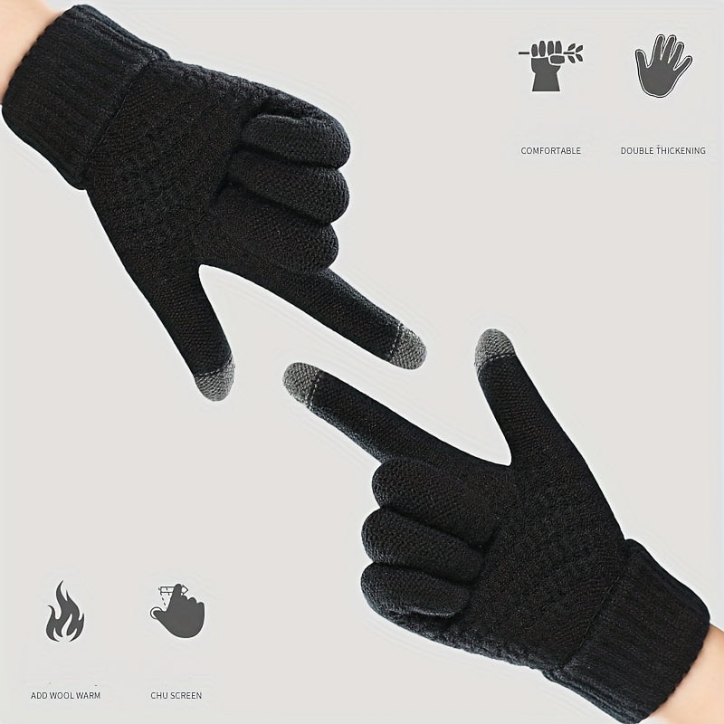 Kids Winter Touch Screen Thick Knitted Gloves