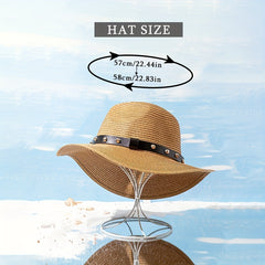 Vintage Sun Hat Khaki Jazz Fedora Cap Straw Hats Outdoor Travel Beach Cap
