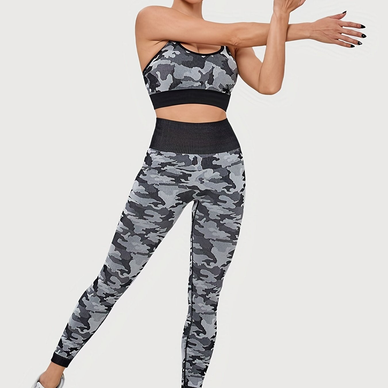 Camouflage Print Sports Suit: Sports Bra & Yoga Leggings